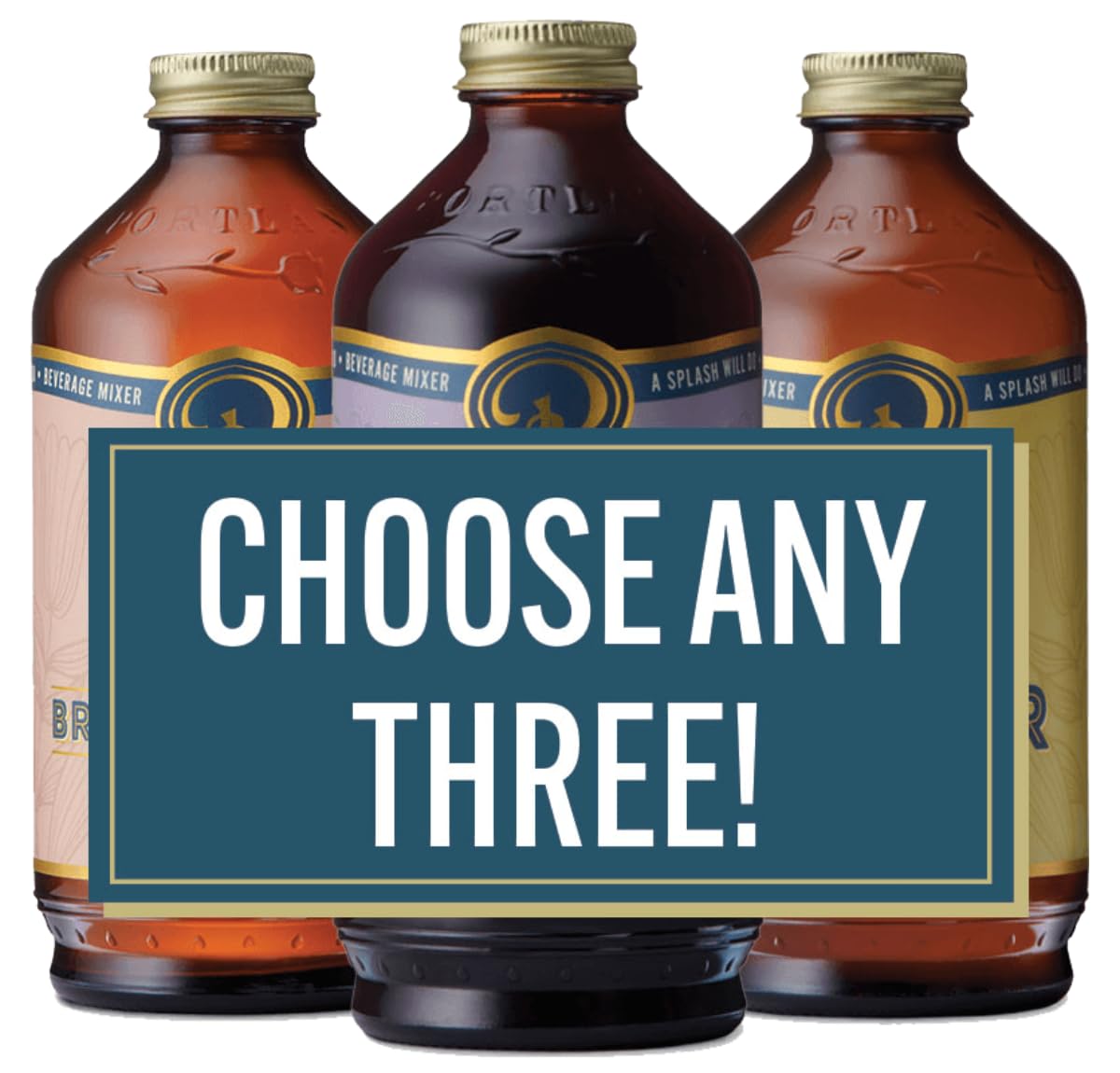 Portland Syrups - CHOOSE YOUR FLAVORS - Premium Concentrates for Cocktails, Mocktails, Soda, Tea, Coffee, Baking & More - Organic Ingredients & 40% Less Sugar - Box of 3 (12oz Bottles)